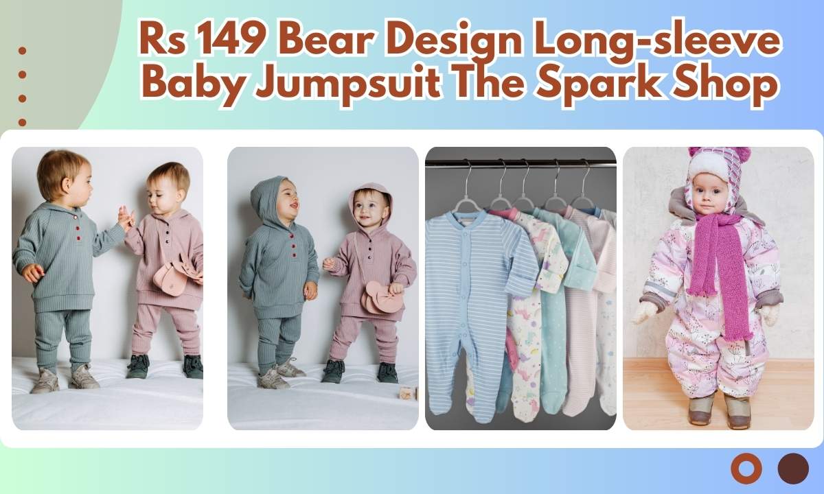 Rs 149 Bear Design Long-sleeve Baby Jumpsuit The Spark Shop